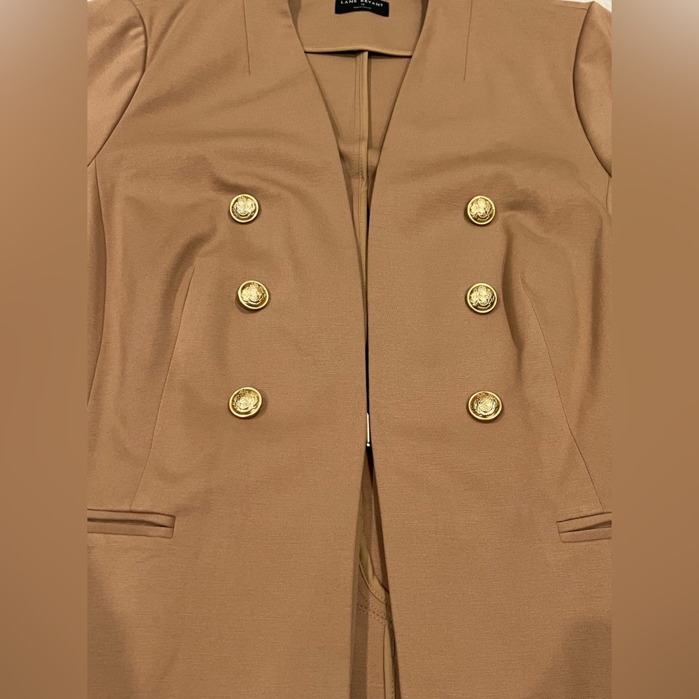 Lane Bryant The Bryant Blazer Camel Plus Size 18 Jacket‎ Gold Button Khaki Tan - Picture 2 of 6